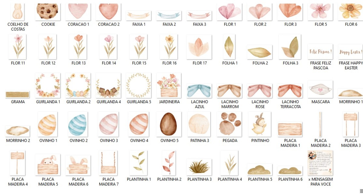 Kit Digital Doce Páscoa Aquarela 116 Arquivos - Imagem 4