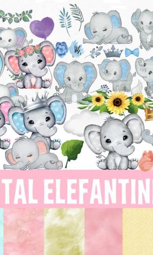 KIT DIGITAL ELEFANTINHO AQUARELA 1