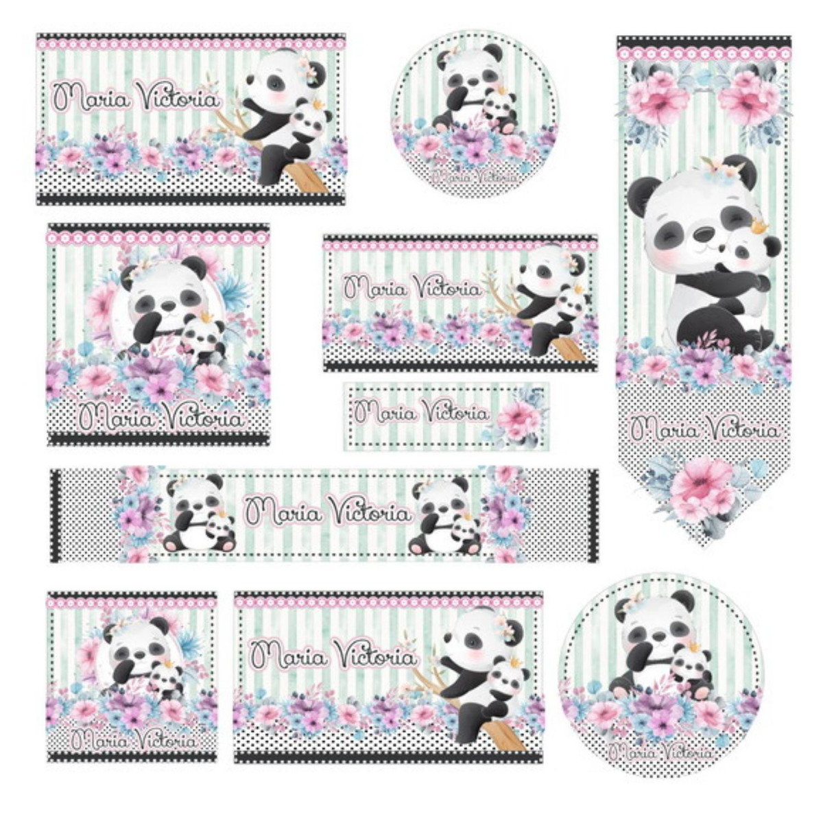 kit Digital Etiquetas Escolares Panda STUDIO