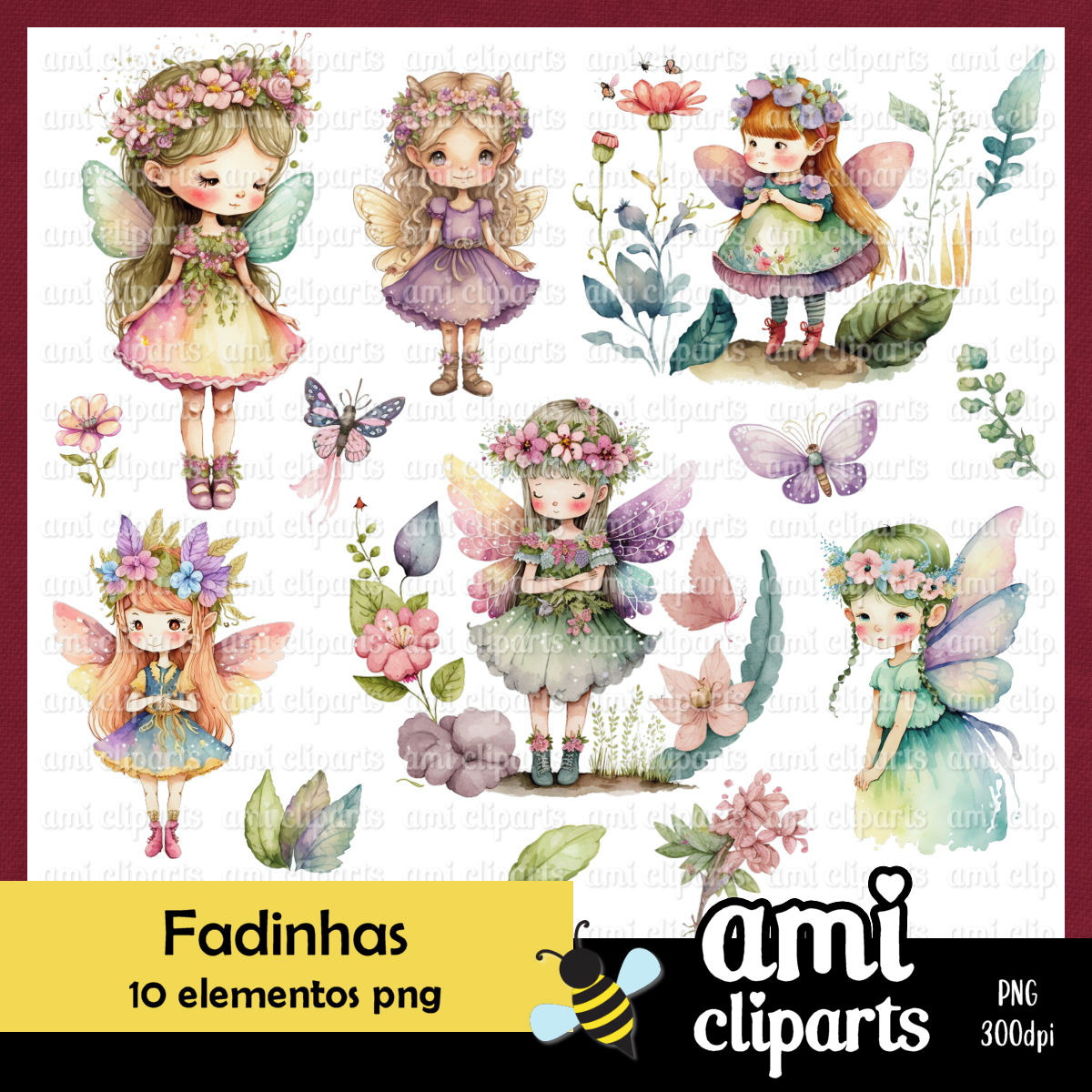 Kit Digital Fadinhas Aquarela