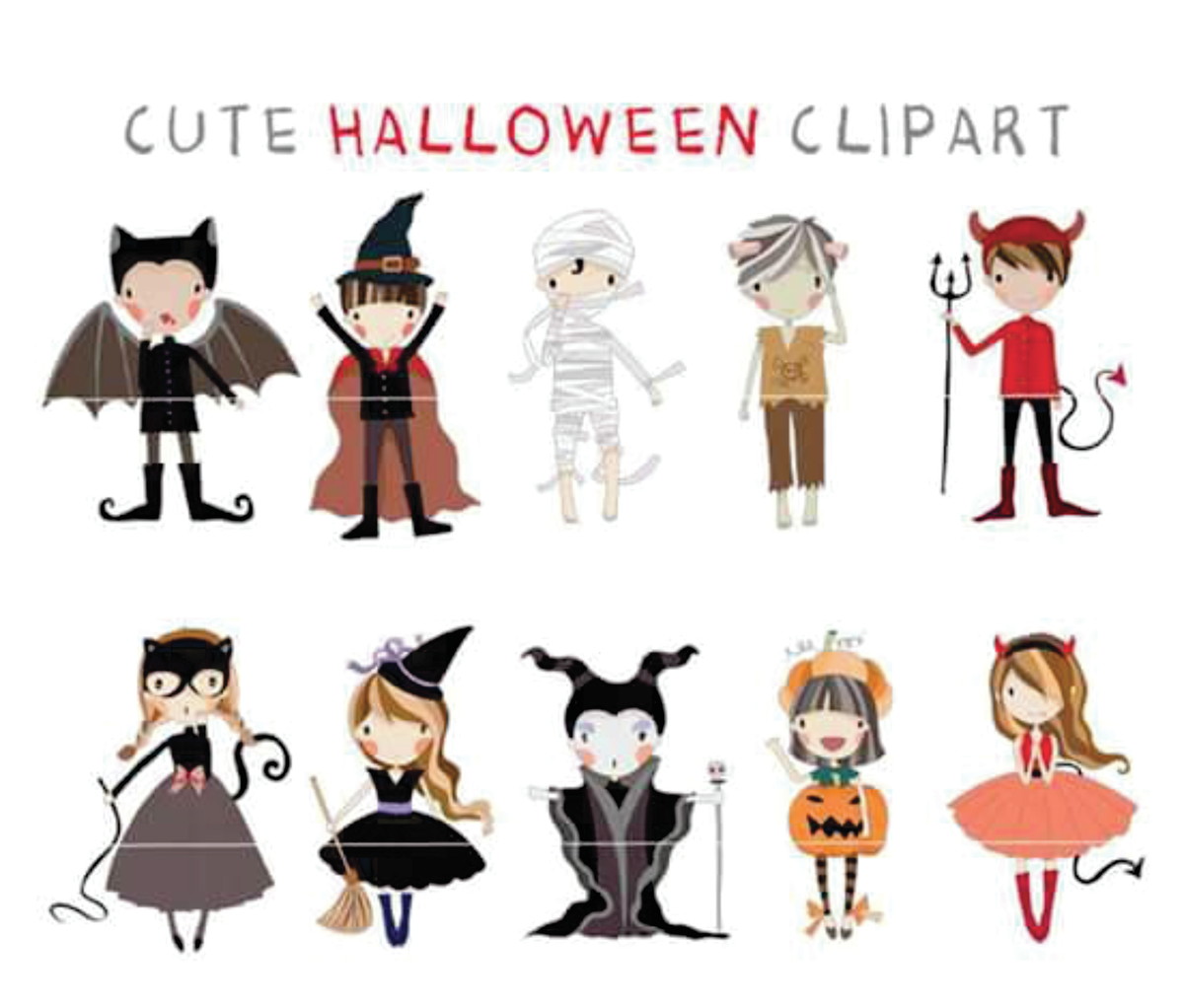 Kit digital Fantasias de Halloween aquarelado