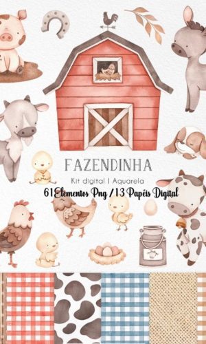 Kit Digital - Fazendinha Aquarela