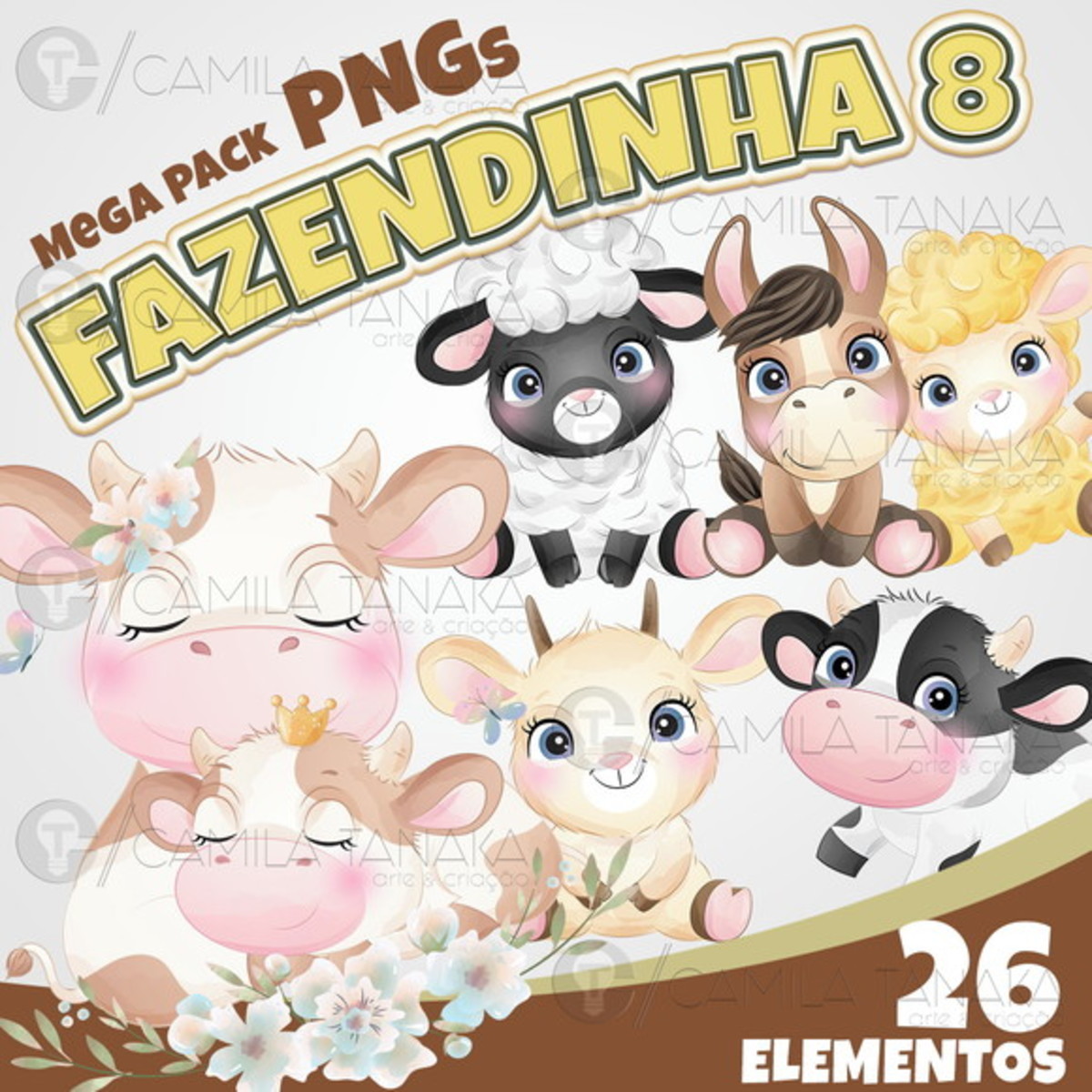 Kit Digital Fazendinha Aquarela 8 (pague 1 Leve 3)