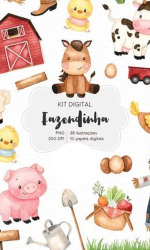 Kit Digital - Fazendinha Aquarela