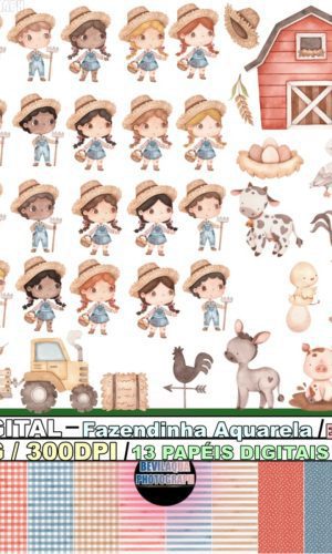 Kit Digital Fazendinha Aquarela
