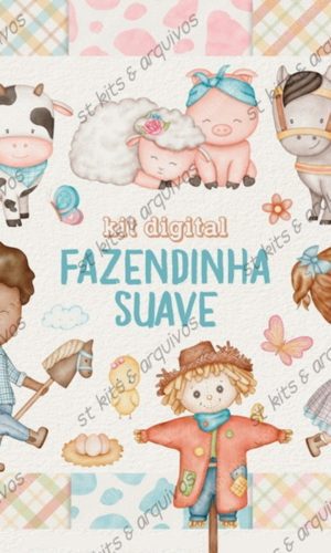 Kit Digital Fazendinha Suave em Aquarela + Brinde