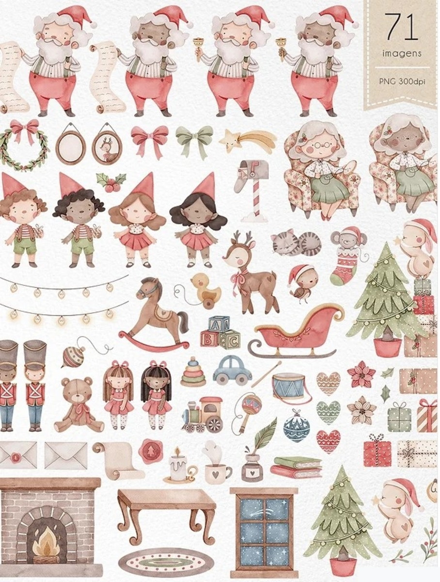Kit Digital - Feliz Natal Aquarela - Imagem 2