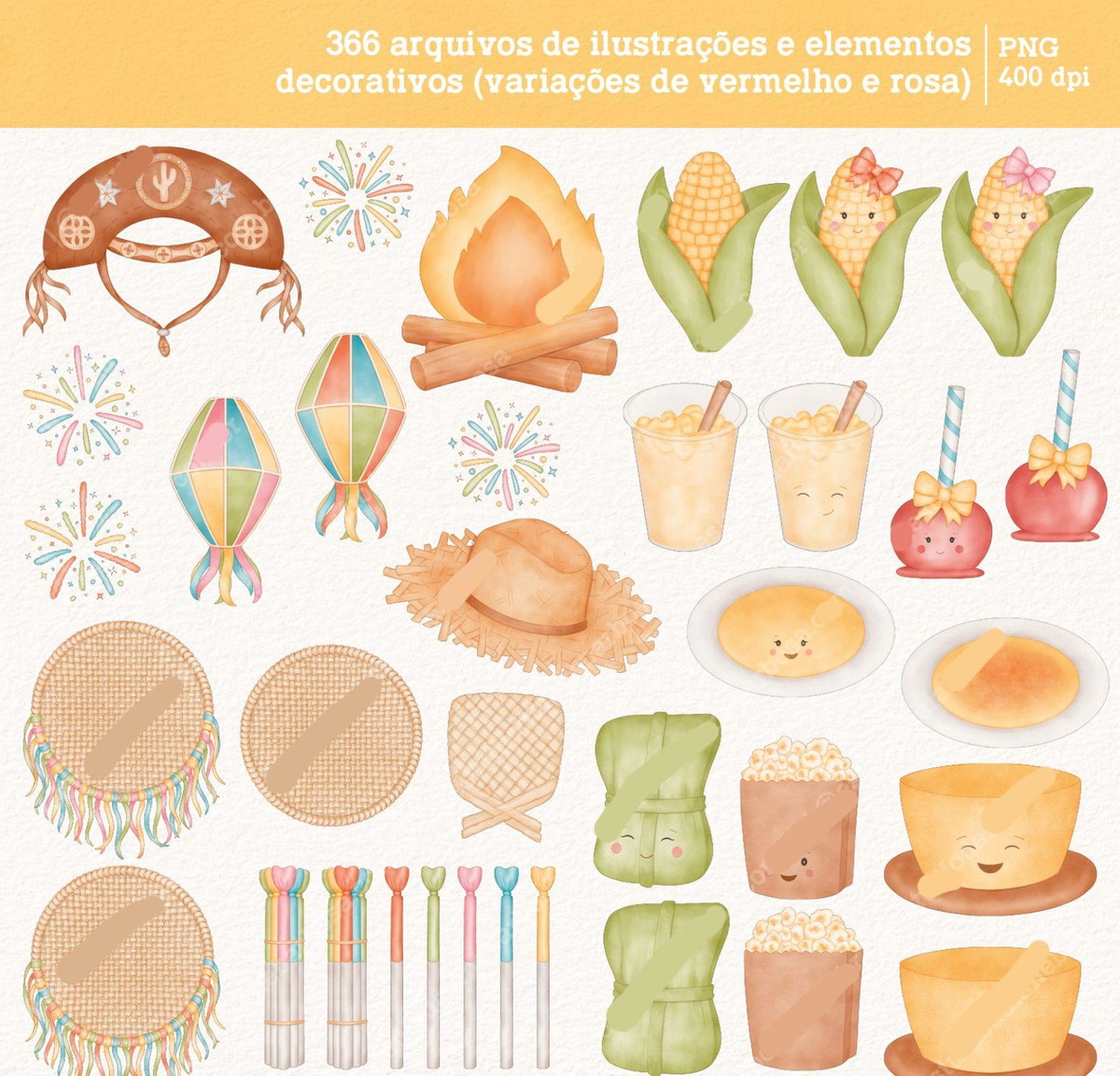 Kit Digital Festa Junina - Cliparts em Aquarela - Imagem 2