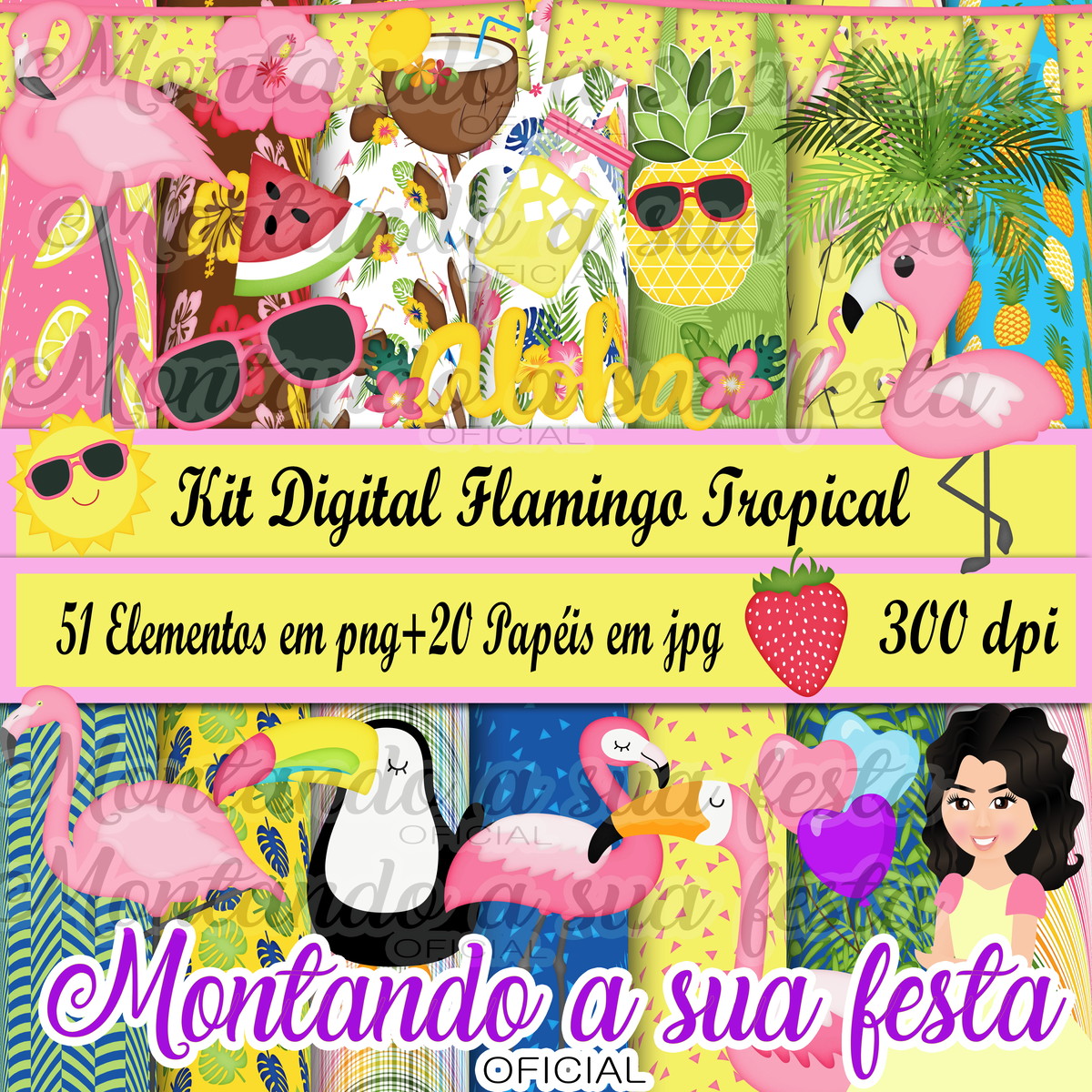 Kit Digital Flamingo Tropical