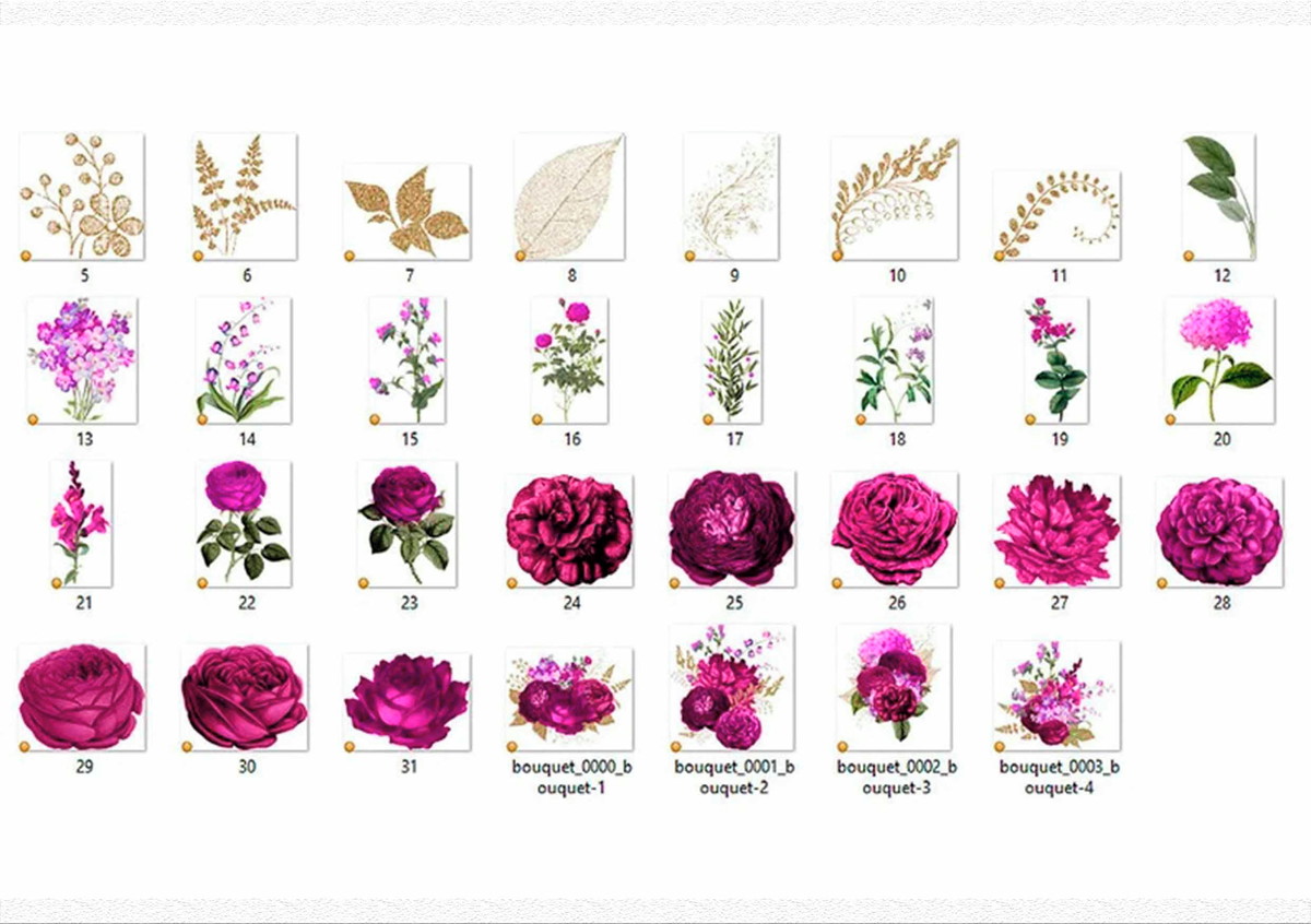 Kit Digital - Flores Fúcsia / Floral Fúcsia - Fúchsia - Imagem 2