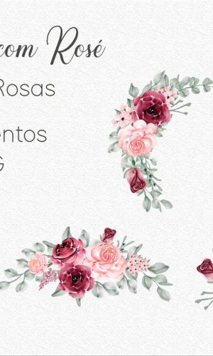 Kit Digital - Flores Marsala / Floral Marsala com Rose 05