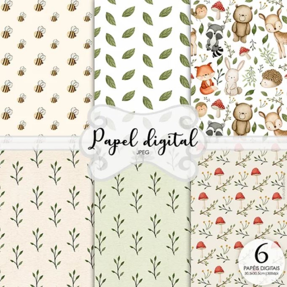 Kit Digital Floresta Aquarela #0041 - Imagem 2
