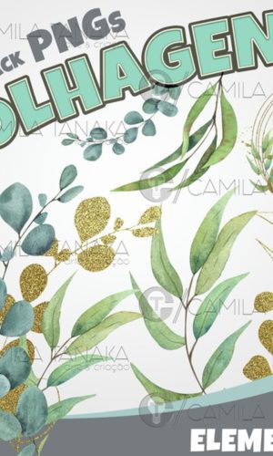 Kit Digital Folhagem Aquarela (pague 1 Leve 3)