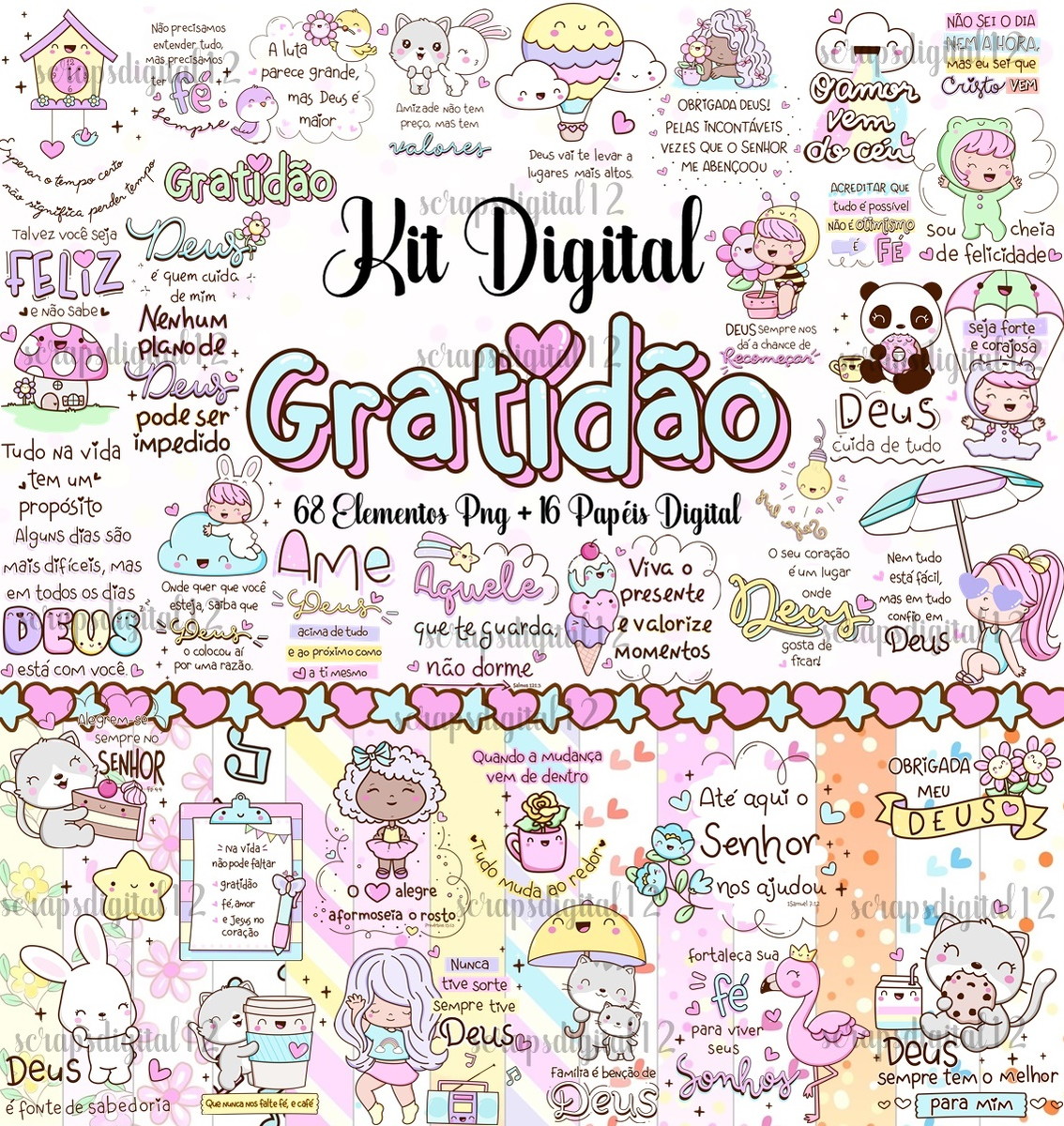 Kit Digital Frases Cristãs - Gratidão