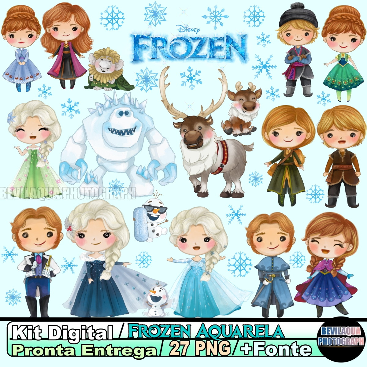 Kit Digital Frozen Aquarela