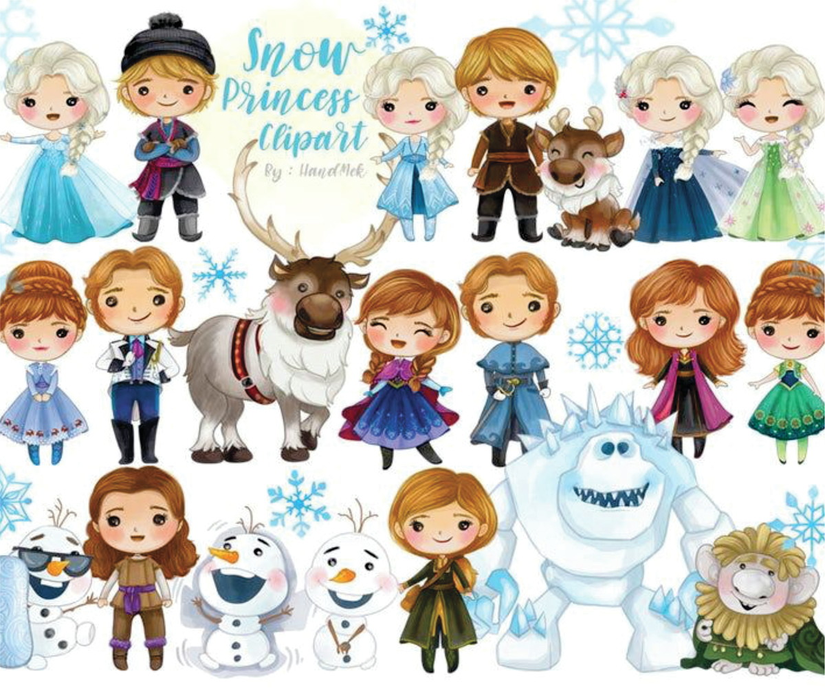 Kit Digital Frozen Aquarela Scrapbook Arquivo Png