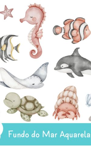 Kit Digital - Fundo do Mar Aquarela 05