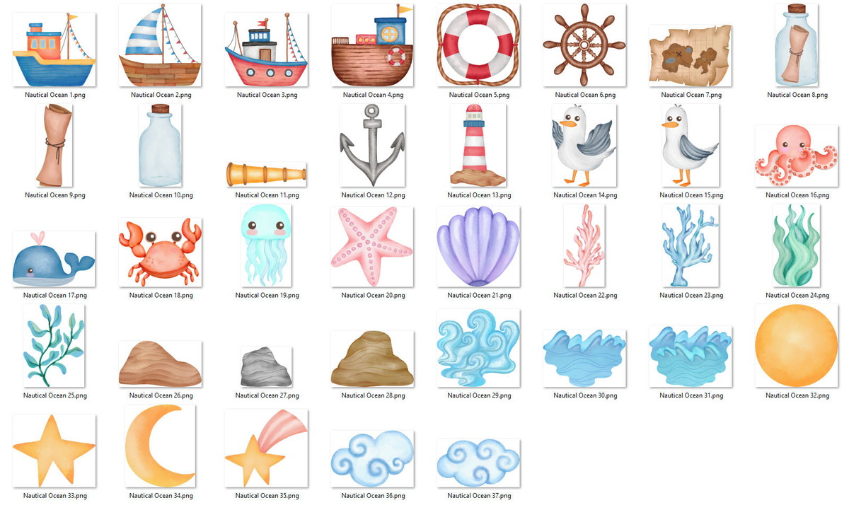 Kit Digital Fundo Do Mar Aquarela - Imagem 2