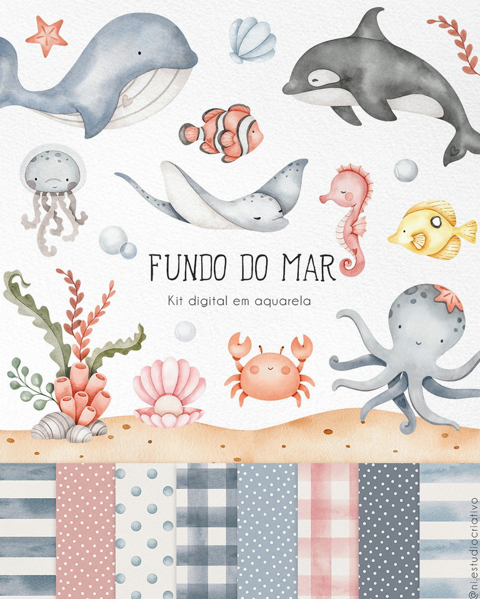 Kit Digital Fundo do Mar Png 32