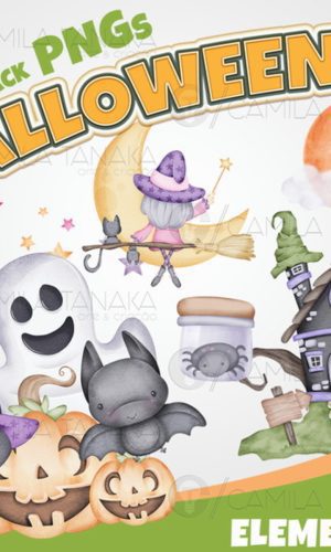 Kit Digital Halloween 12 Aquarela (pague 1 Leve 3)