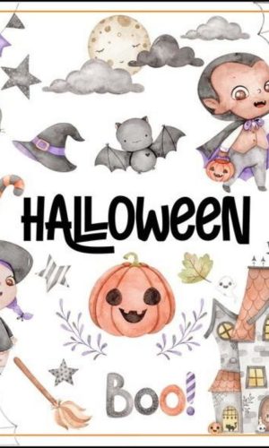 kit Digital Halloween Aquarela PNG- Scrapbook