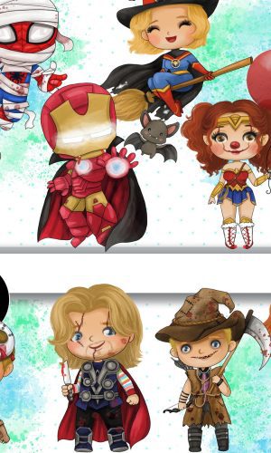 Kit Digital Halloween Herois Marvel Dc