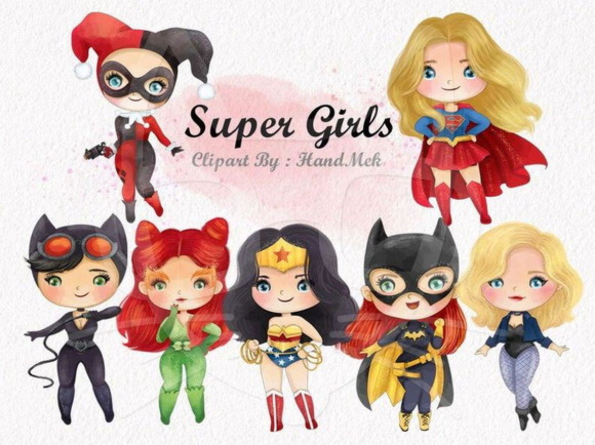 kit Digital Heroínas Aquarela PNG- Scrapbook