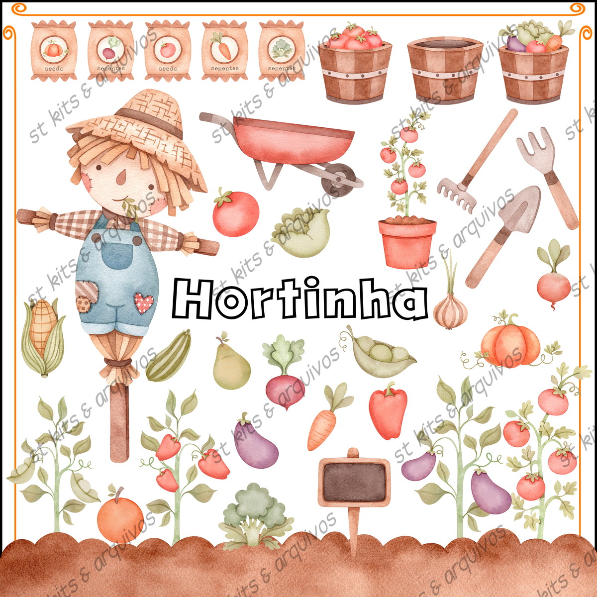 Kit Digital Hortinha Aquarela