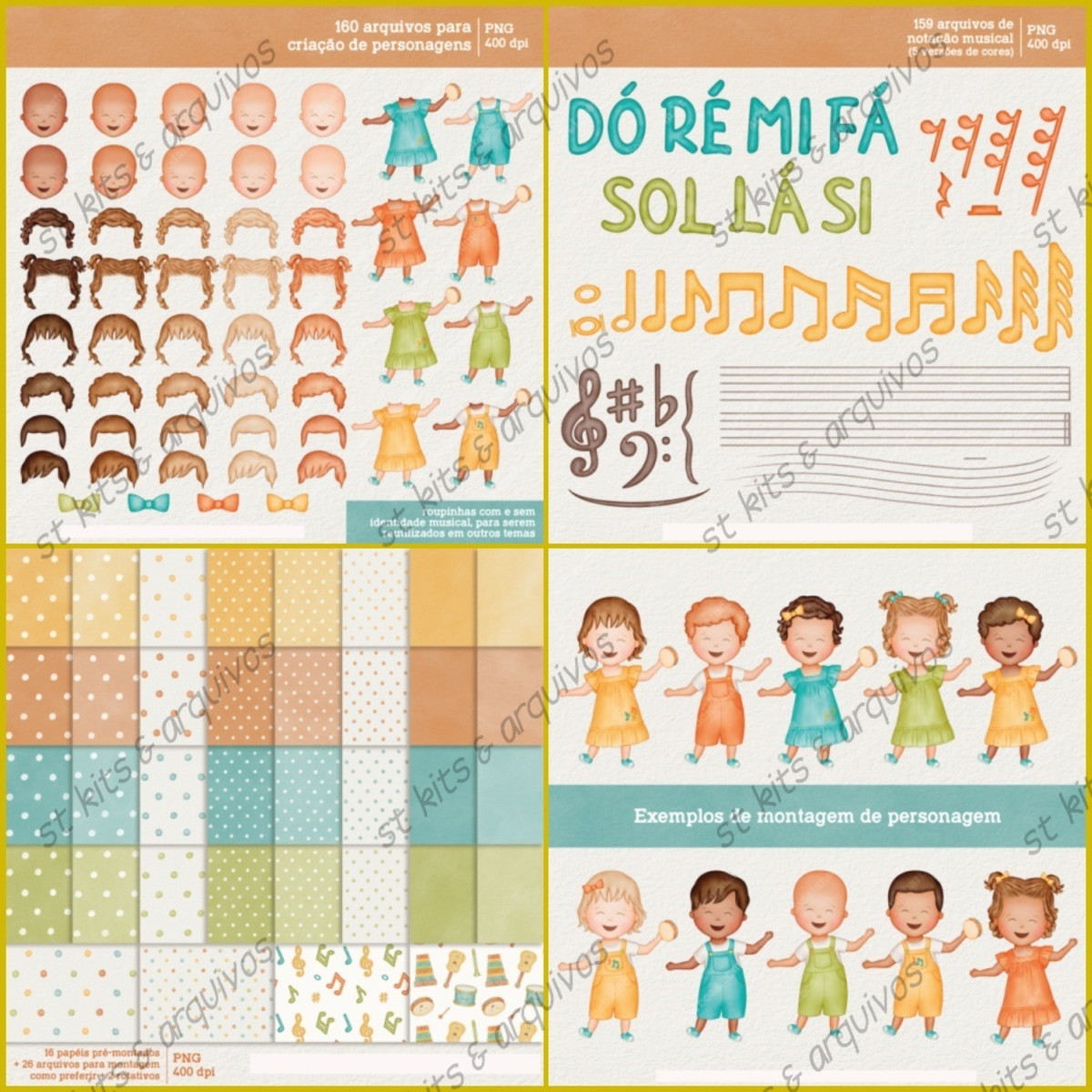 Kit Digital Instrumentos Musicais Em Aquarela - Imagem 3