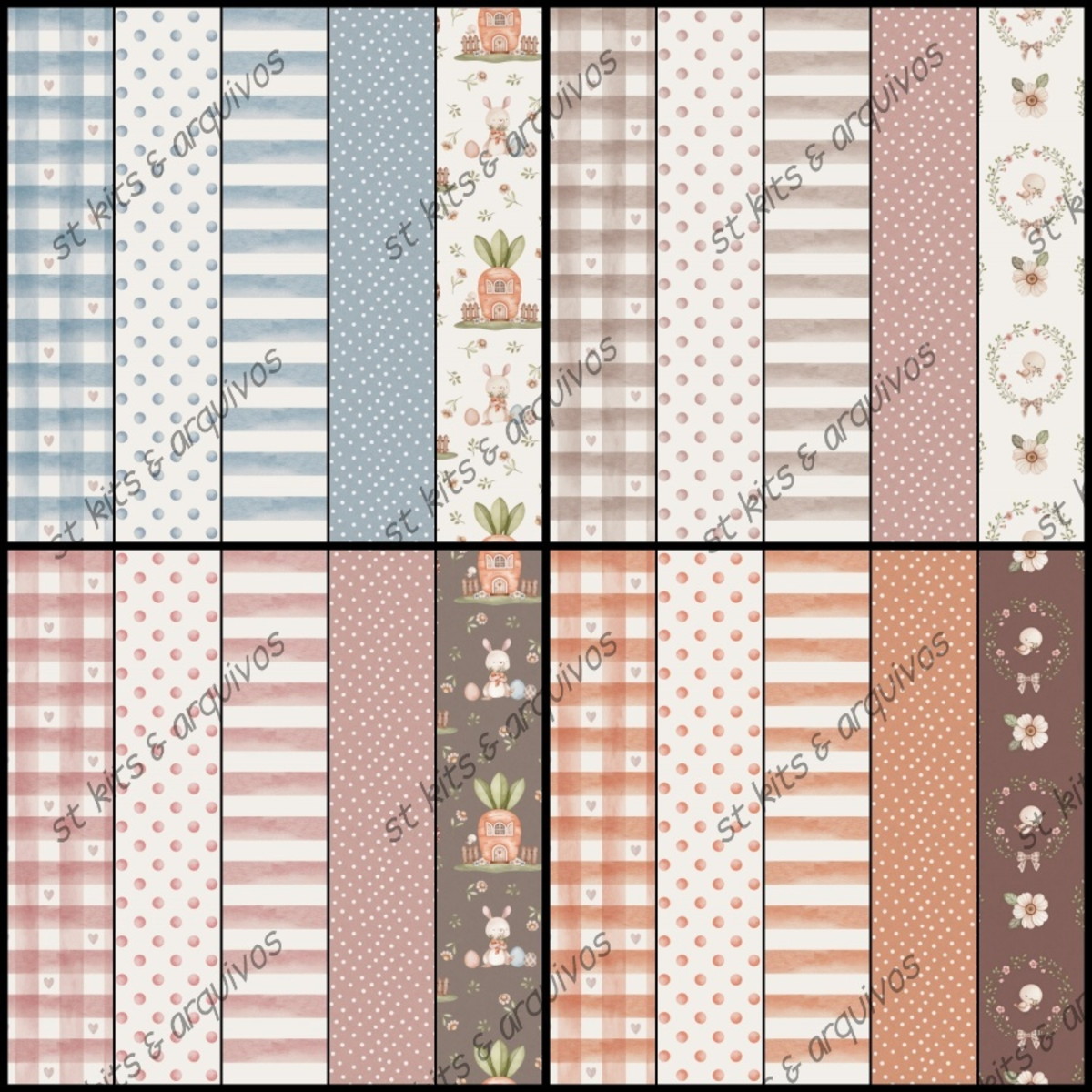 Kit Digital Jardim dos Coelhinhos em Aquarela - Imagem 3