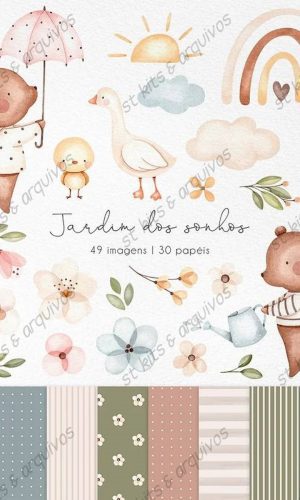 Kit Digital Jardim dos Sonhos em Aquarela