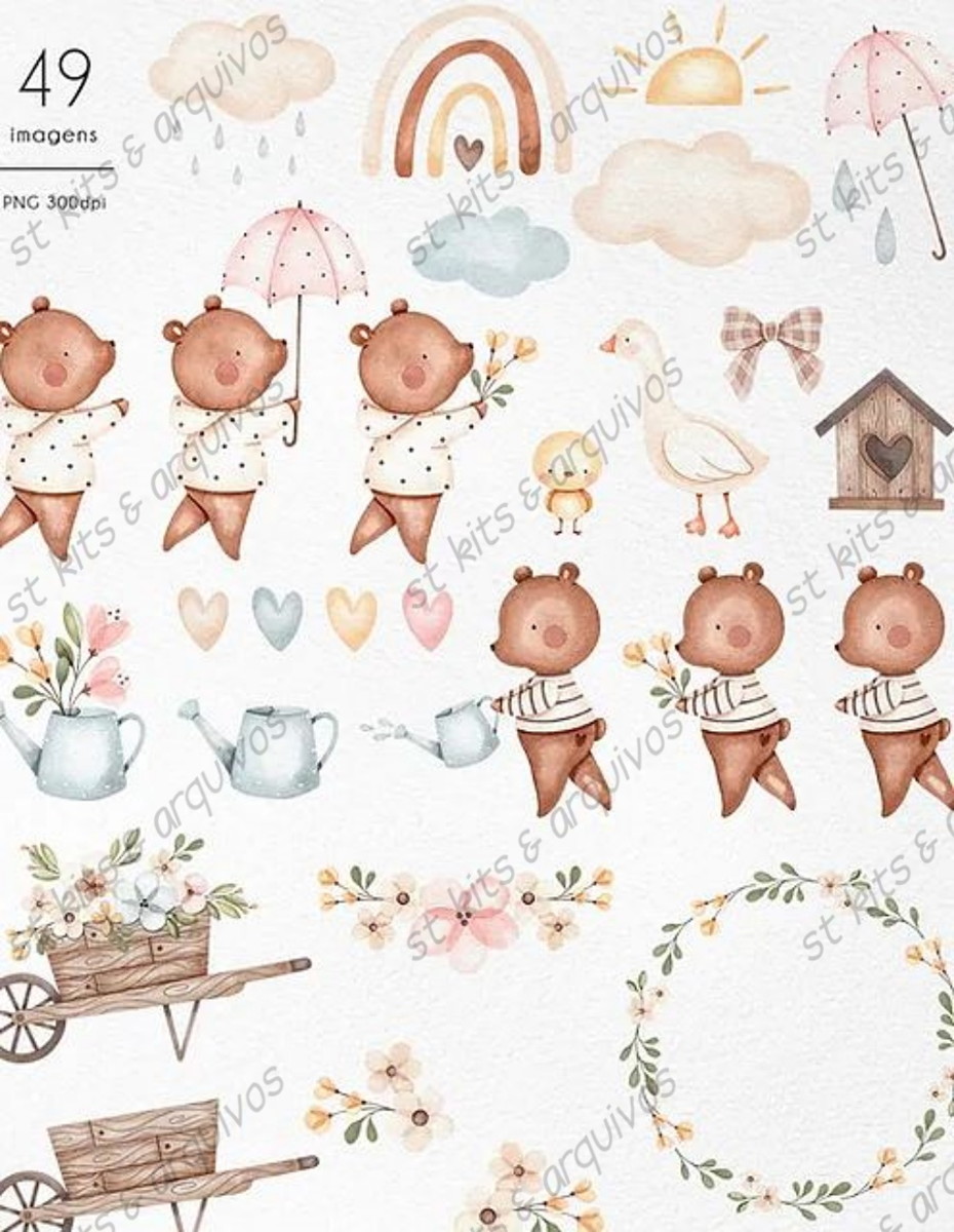 Kit Digital Jardim dos Sonhos em Aquarela - Imagem 2