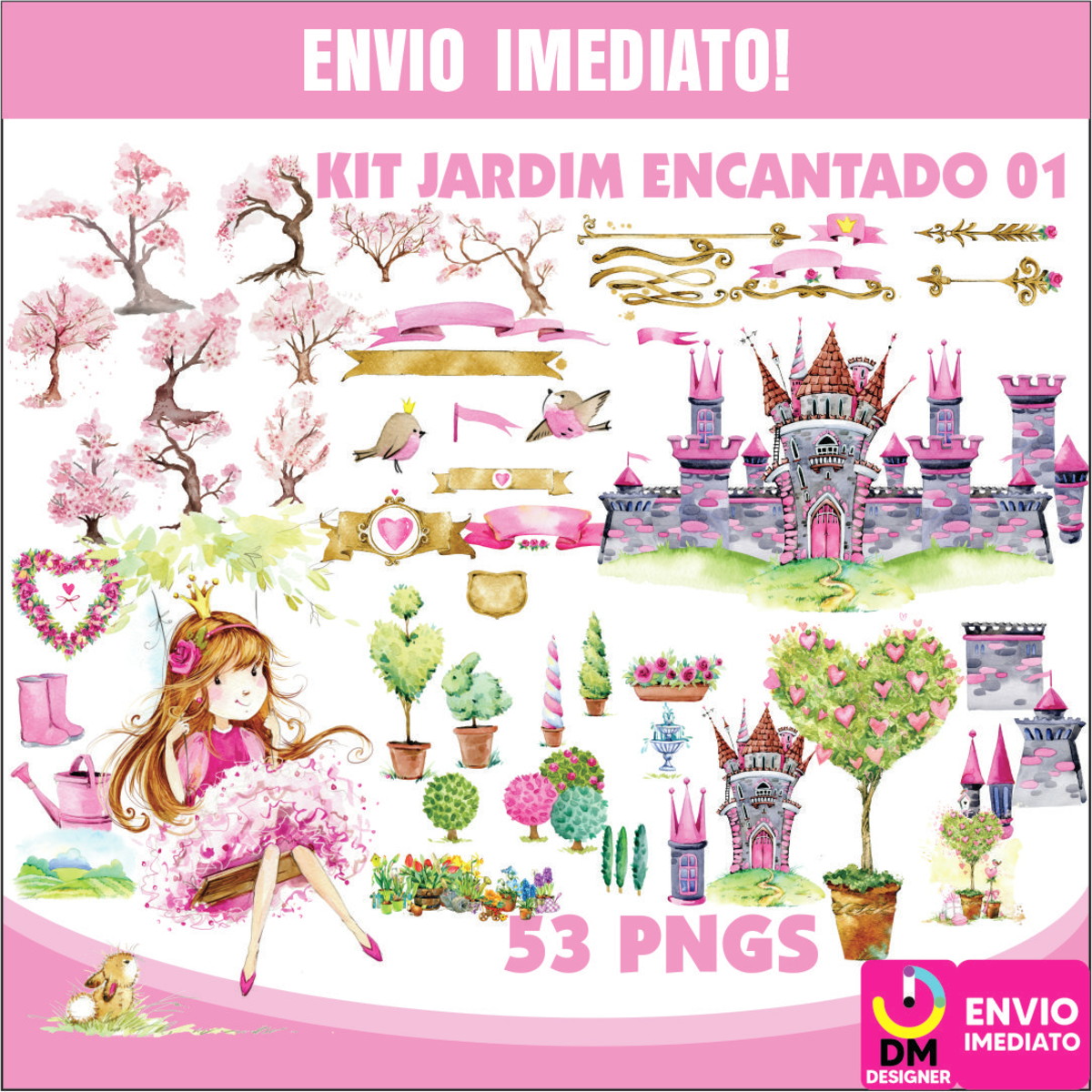 Kit Digital Jardim Encantado Aquarela 01