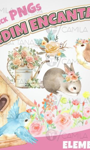 Kit Digital Jardim Encantado Aquarela 4 (pague 1 Leve 3)