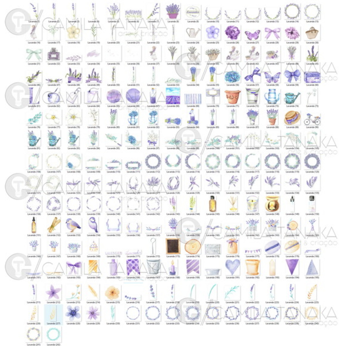 Kit Digital Lavanda Alfazema Aquarela (pague 1 Leve 3) - Imagem 2