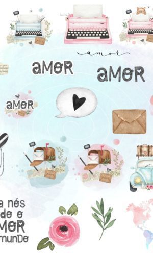 Kit Digital - Love Cute Aquarela (cod. 0226)