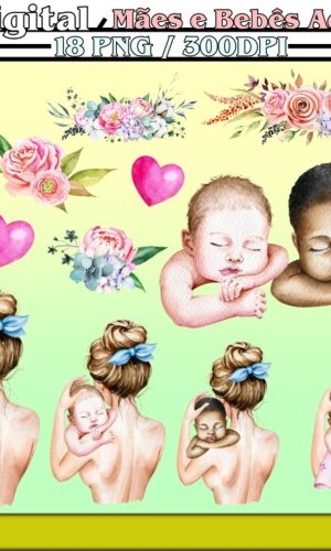 Kit Digital Mães e Bebês Aquarela