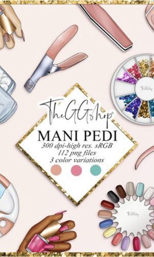 Kit Digital Manicure Nail Salão Aquarela 112 PNG - Cód.51