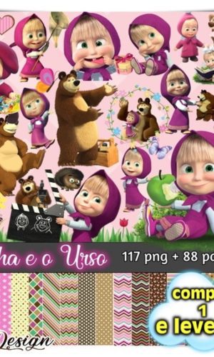 Kit Digital Masha e o Urso + Fonte do Tema