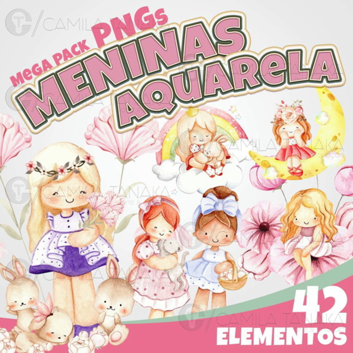 Kit Digital Menina Aquarela (pague 1 Leve 3)