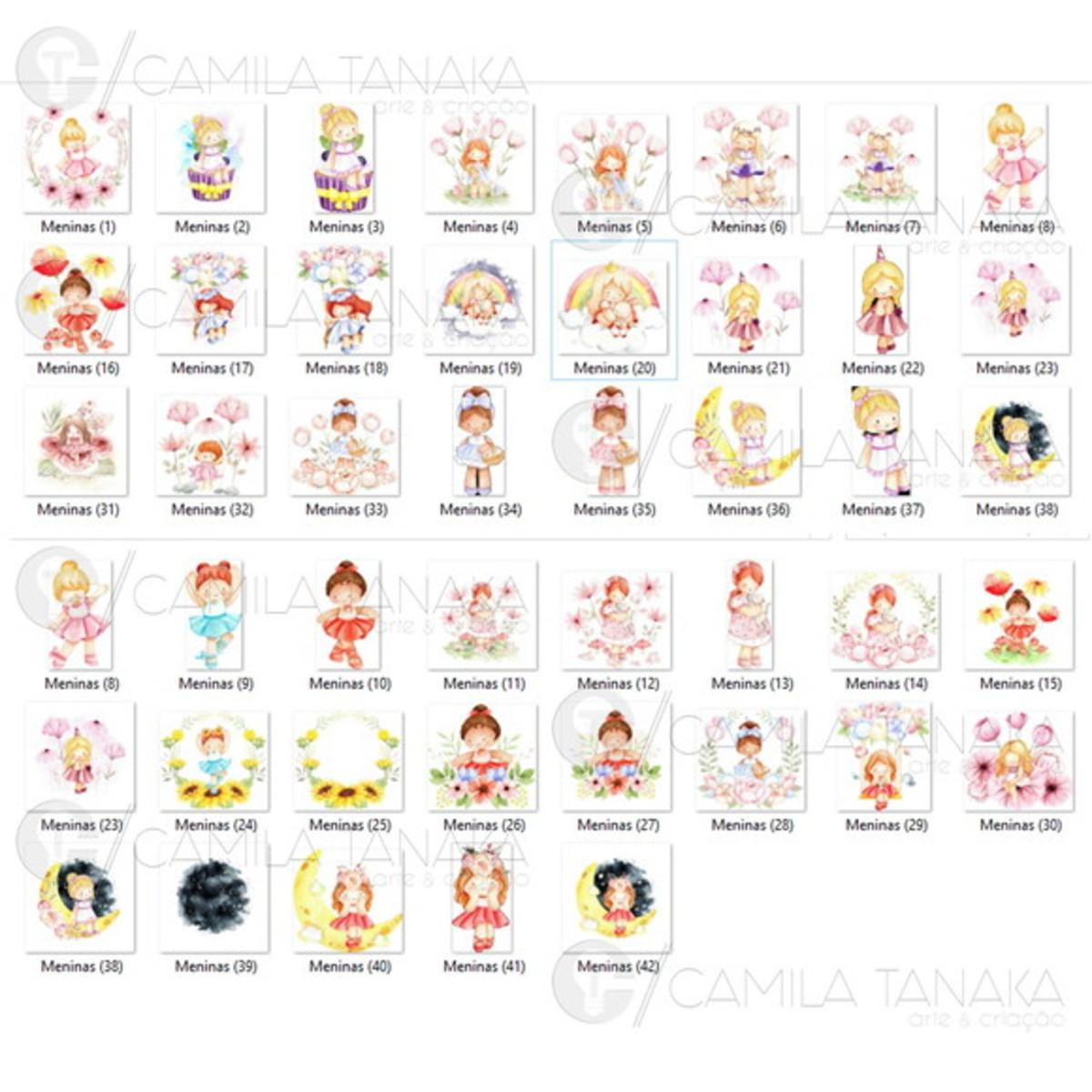 Kit Digital Menina Aquarela (pague 1 Leve 3) - Imagem 2