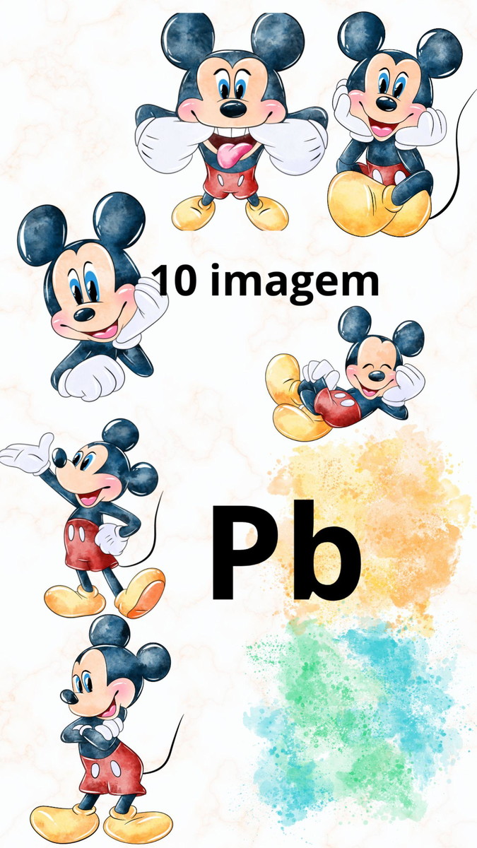Kit Digital Mickey Aquarela -compre 1 Leve 5