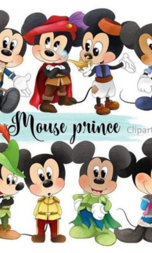 kit Digital Mickey aquarela PNG- Scrapbook