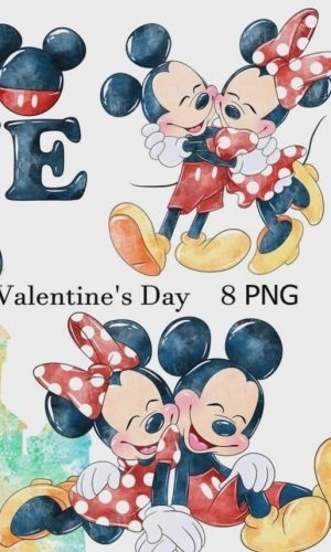 Kit Digital Mickey e Minnie Aquarela