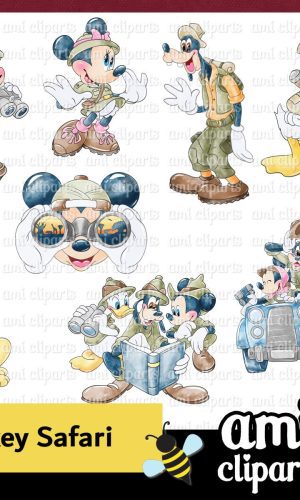 Kit Digital Mickey Safari Aquarela
