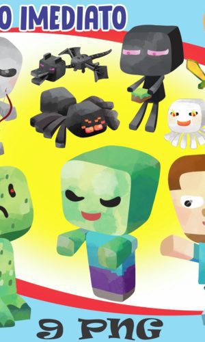 Kit Digital Minecraft Cute Aquarela