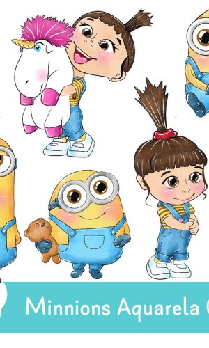 Kit Digital - Minions Aquarela 01