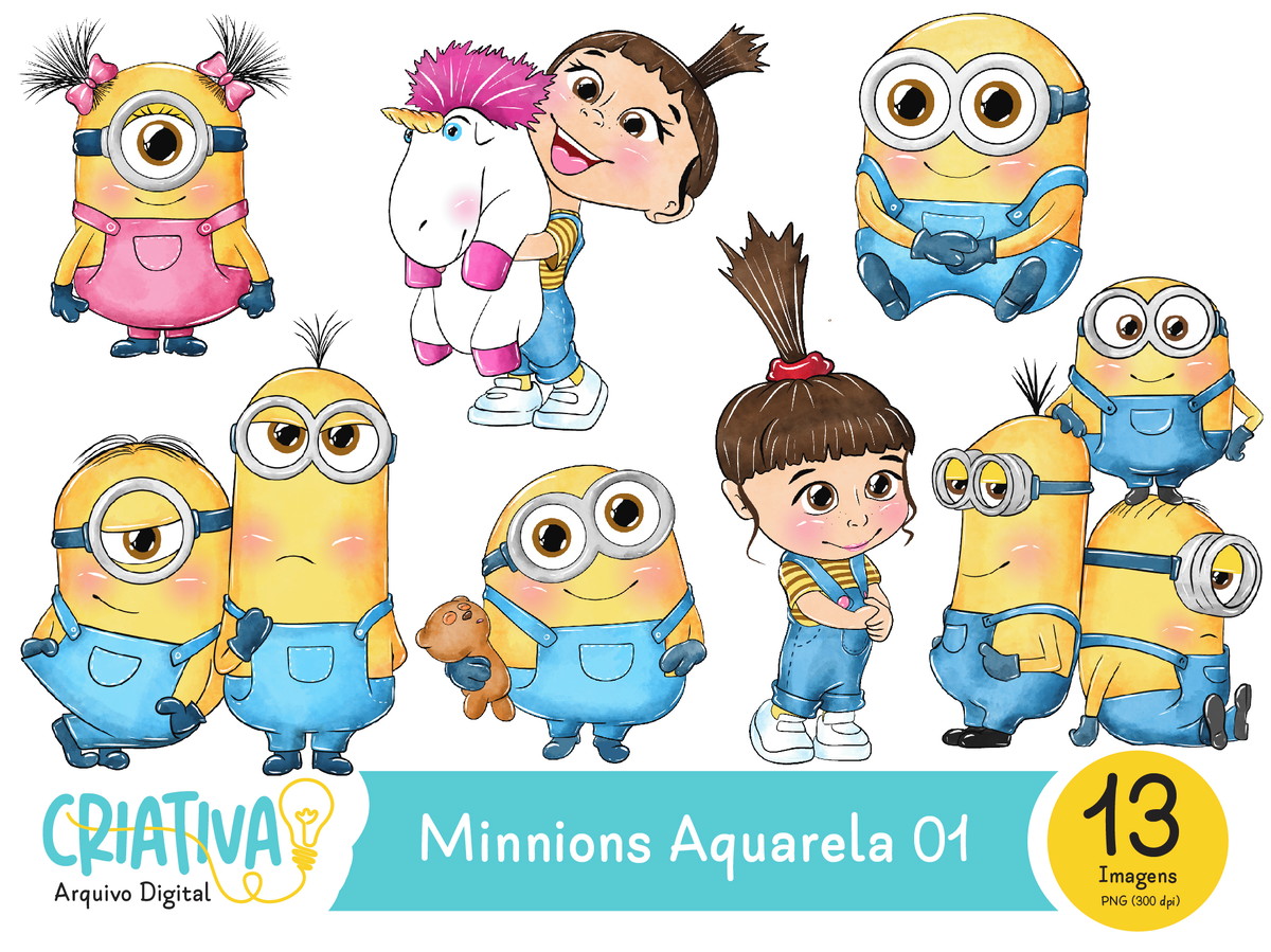 Kit Digital - Minions Aquarela 01