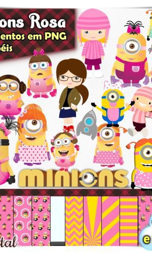 Kit Digital Minions Rosa