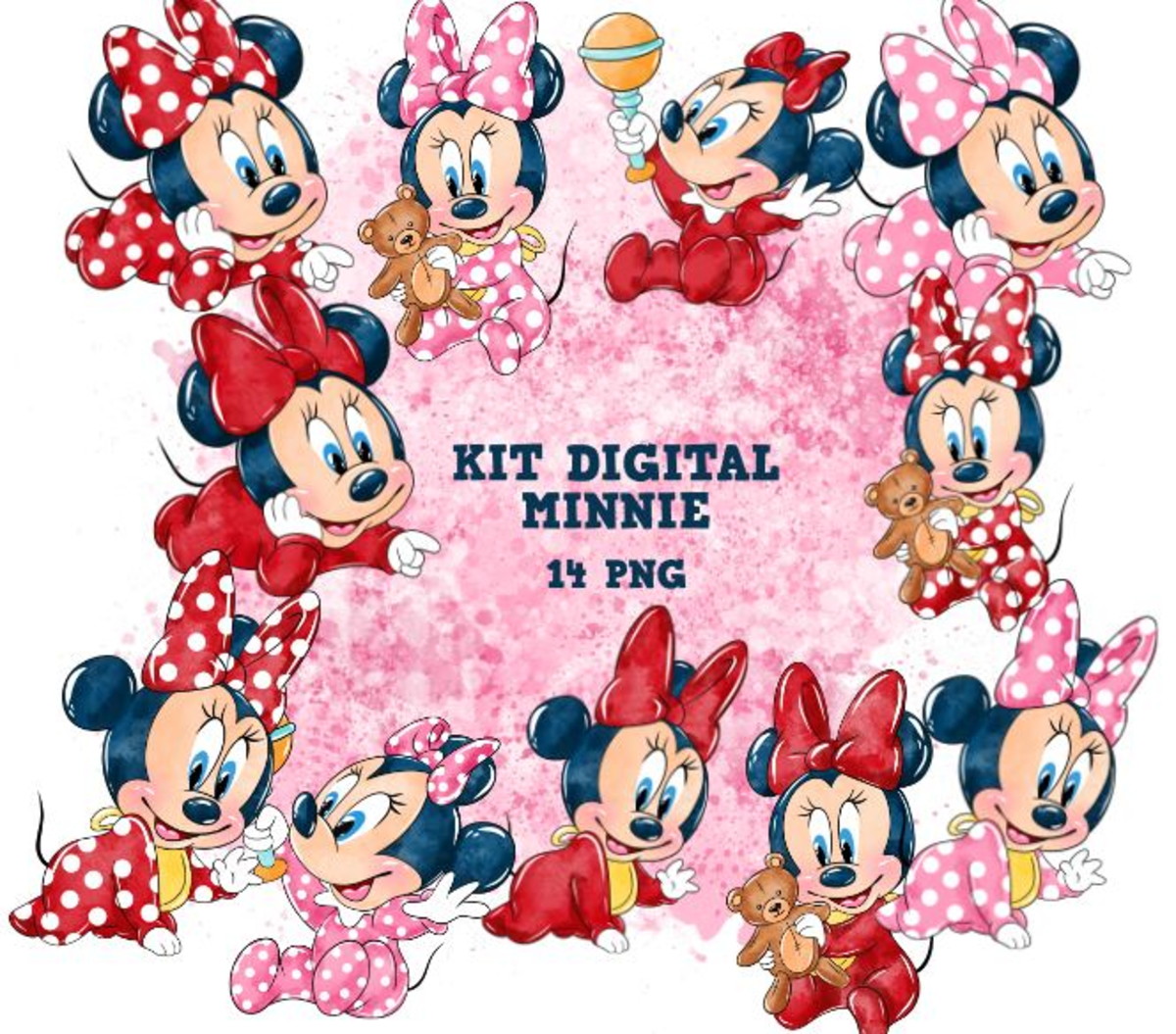 Kit Digital Minnie Baby Aquarela 1636